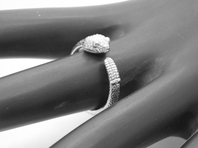 .925 Rattle Snake Ring Sterling Silver Pendant Charm - Image 3