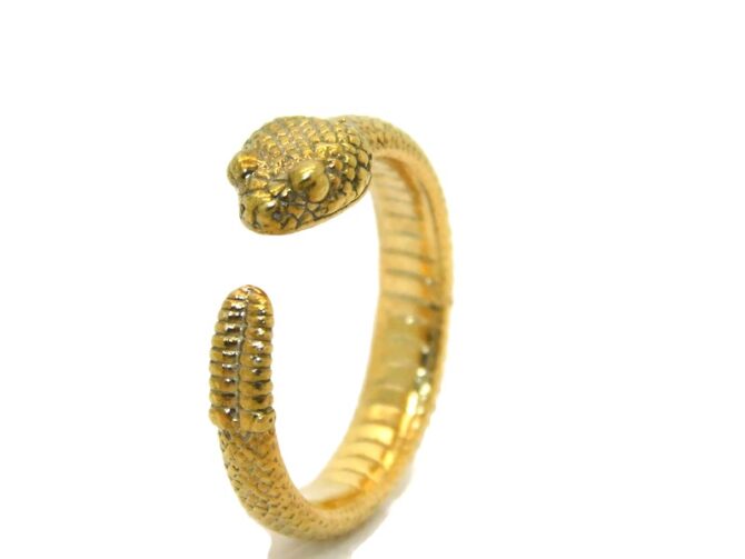 14K Rattle Snake Ring Yellow Gold Pendant Charm - Image 4
