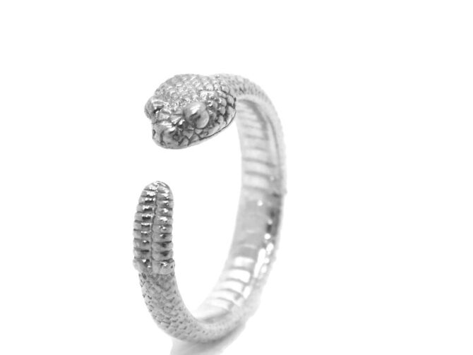 .925 Rattle Snake Ring Sterling Silver Pendant Charm - Image 4