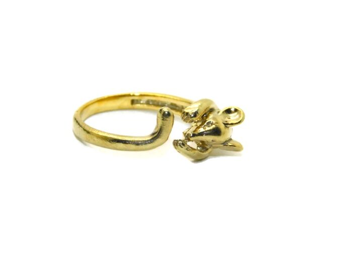 14K Mouse Ring Yellow Gold Pendant Charm - Image 3