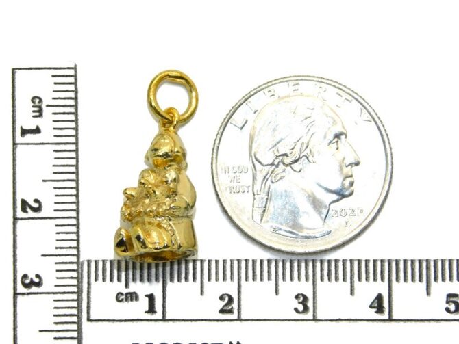 14K Chinese Doll w-Kids Yellow Gold Pendant Charm - Image 2