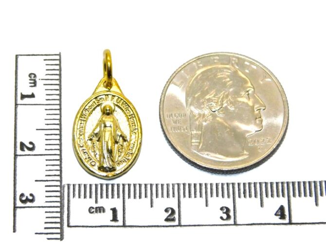 14K Virgin Medalion Yellow Gold Pendant Charm - Image 2