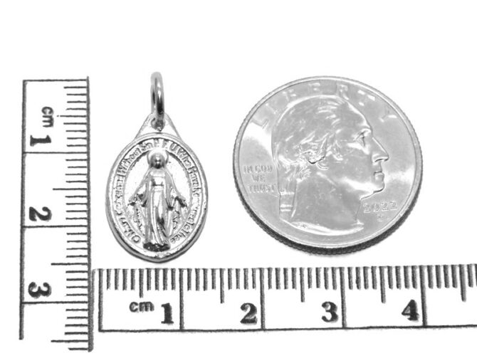 .925 Virgin Medalion Sterling Silver Pendant Charm - Image 2