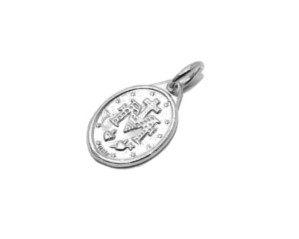 .925 Virgin Medalion Sterling Silver Pendant Charm