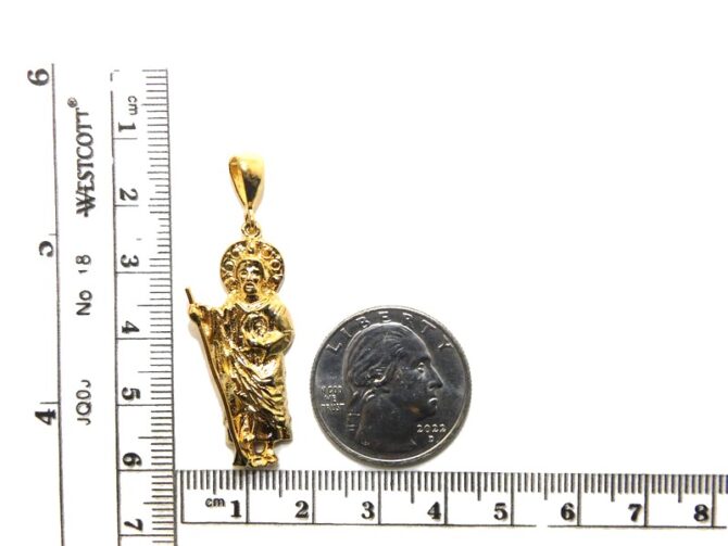 14K St. Judas Men Yellow Gold Pendant Charm - Image 2