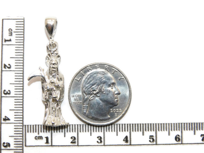 .925 Santa Muerte Sterling Silver Pendant Charm - Image 2