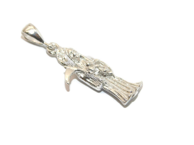 .925 Santa Muerte Sterling Silver Pendant Charm - Image 3