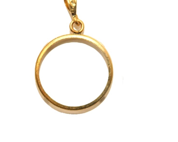 14K Coin Bezel Yellow Gold Pendant Charm