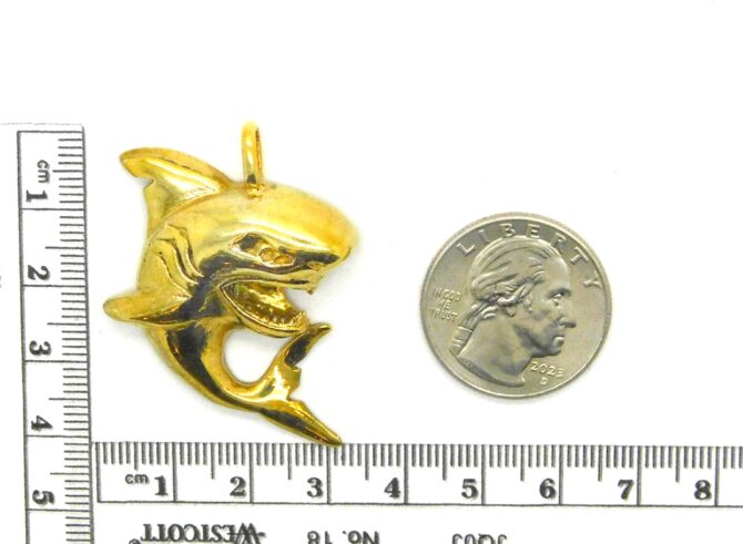 14K X-Large Shark Yellow Gold Pendant Charm - Image 2