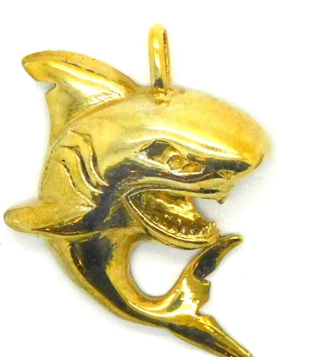 14K X-Large Shark Yellow Gold Pendant Charm