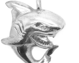 .925 X-Large Shark Sterling Silver Pendant Charm