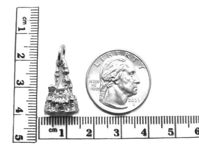 .925 Fairytale Castle Sterling Silver Pendant Charm - Image 2