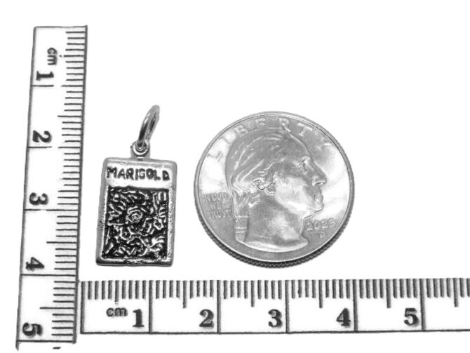 .925 Sterling Silver Merigold Seed Bag Pendant Charm - Image 2