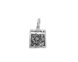 .925 Sterling Silver Merigold Seed Bag Pendant Charm