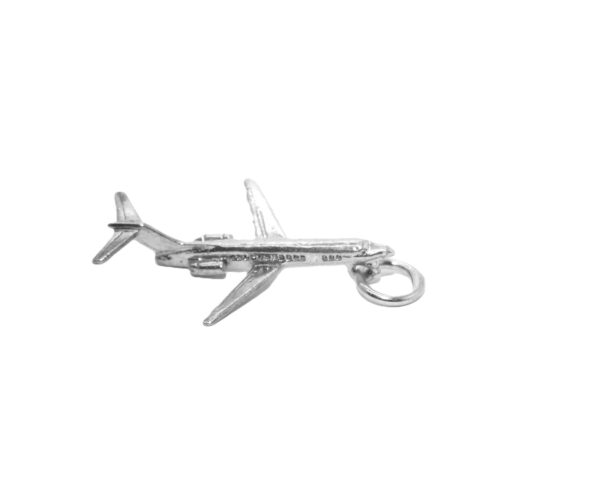 .925 Sterling Silver 3D Airplane Pendant Charm