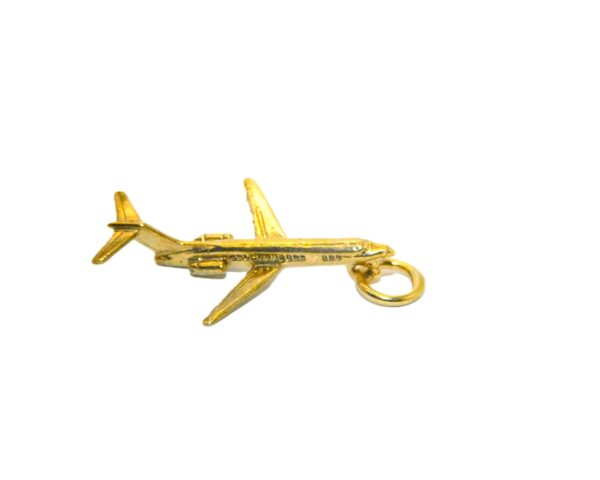 3D Airplane 14K Yellow Gold Pendant Charm