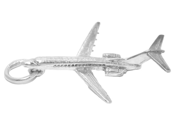 .925 Sterling Silver 3D Airplane Pendant Charm - Image 3