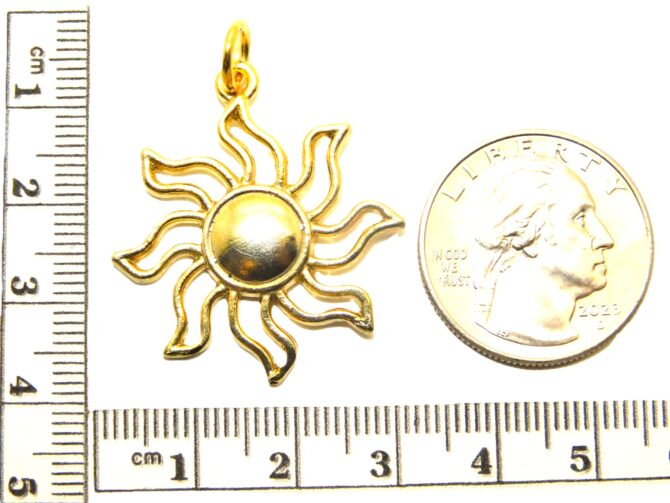 14K X-Large Sun Yellow Gold Pendant Charm - Image 2