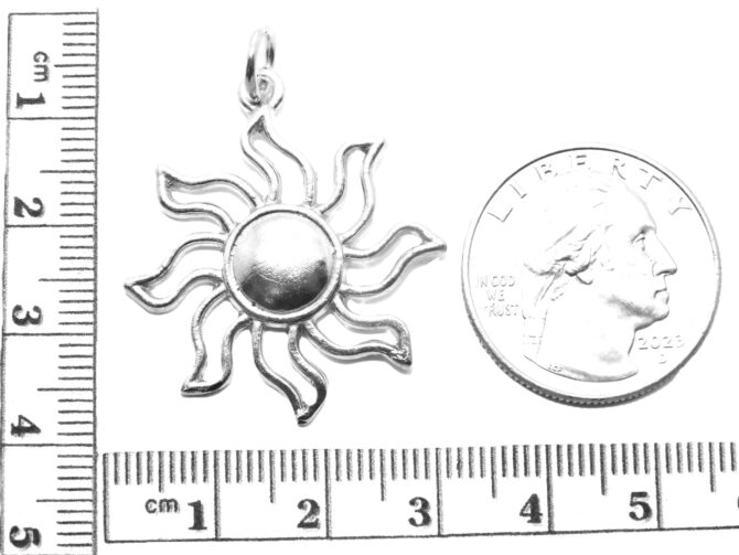 .925 X-Large Sun Sterling Silver Pendant Charm - Image 2