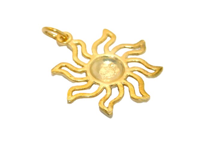 14K X-Large Sun Yellow Gold Pendant Charm - Image 3