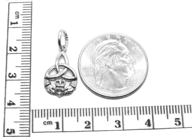 .925 Claddagh Knot Sterling Silver Pendant Charm - Image 2