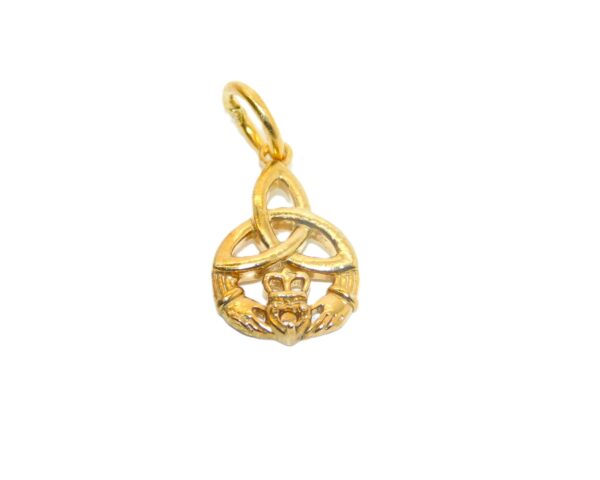 14K Claddagh Knot Yellow Gold Pendant Charm