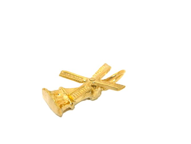 14K Yellow Gold Windmill Pendant Charm - Image 3