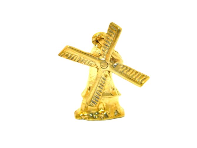 14K Yellow Gold Windmill Pendant Charm