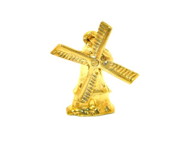 14K Yellow Gold Windmill Pendant Charm