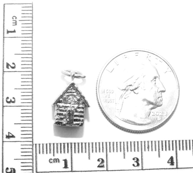 .925 3D Tiny Cabin Sterling Silver Pendant Charm - Image 2