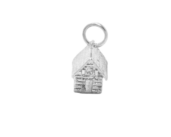 .925 3D Tiny Cabin Sterling Silver Pendant Charm