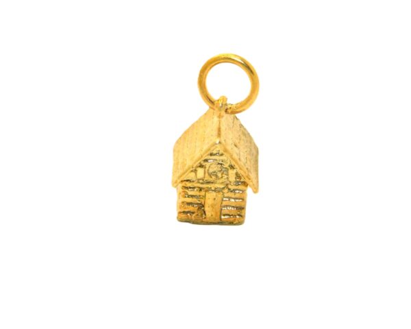 3D Tiny Cabin 14K Yellow Gold Pendant Charm