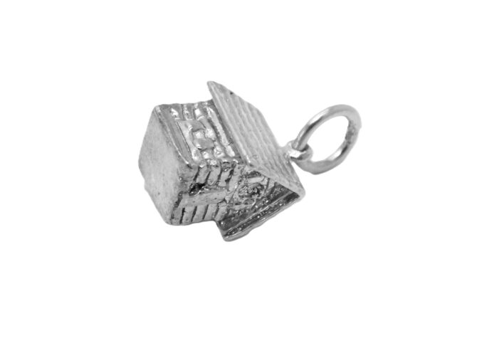.925 3D Tiny Cabin Sterling Silver Pendant Charm - Image 4