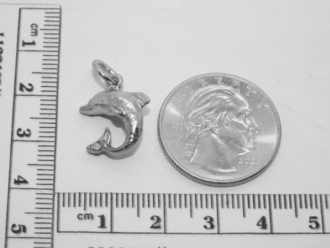 .925 Jumping Dolphin Sterling Silver Pendant Charm - Image 2