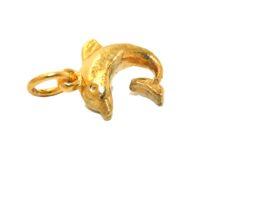 14K Jumping Dolphin Yellow Gold Pendant Charm