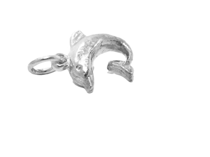 .925 Jumping Dolphin Sterling Silver Pendant Charm - Image 3