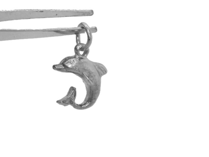 .925 Jumping Dolphin Sterling Silver Pendant Charm
