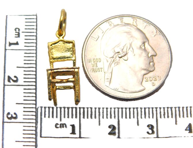 14K 3D Chair Yellow Gold Pendant Charm - Image 2