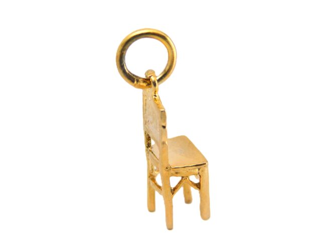 14K 3D Chair Yellow Gold Pendant Charm - Image 3