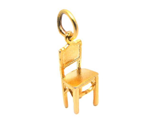 14K 3D Chair Yellow Gold Pendant Charm