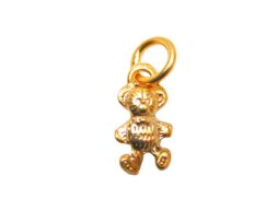14K Teddy Bear Yellow Gold Pendant Charm