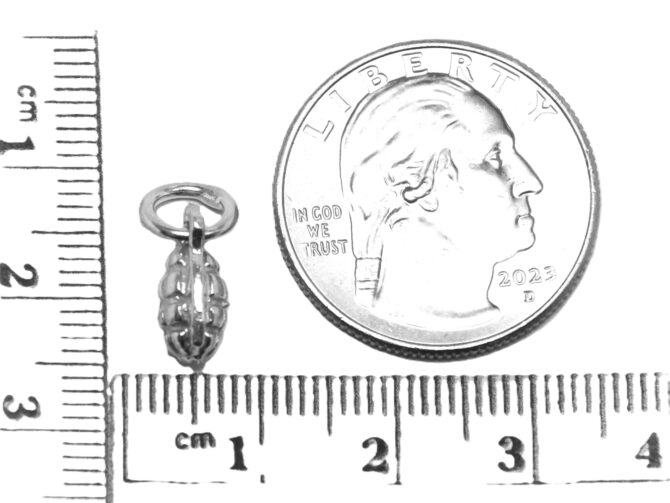 .925 Sterling Silver 3D Grendade Pendant Charm - Image 2