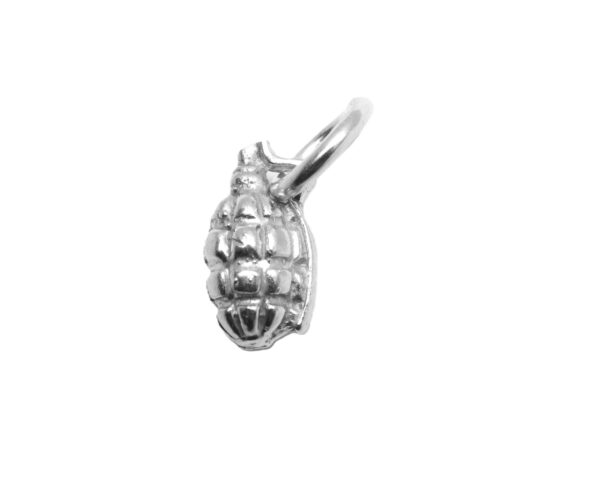 .925 Sterling Silver 3D Grendade Pendant Charm