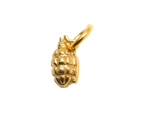 14K 3D Grenade Yellow Gold Pendant Charm