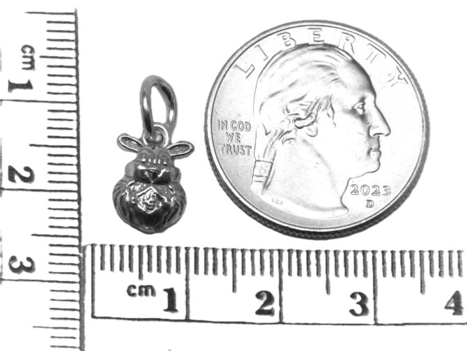 .925 Sterling Silver Rabbit Sphere Pendant Charm - Image 2