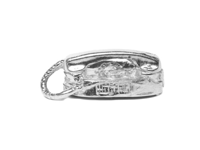 .925 Sterling Silver 3D Telephone Pendant Charm