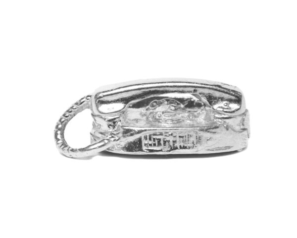 .925 Sterling Silver 3D Telephone Pendant Charm
