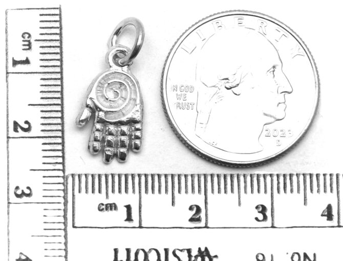 .925 Sterling Silver Hand Hamsa Pendant Charm - Image 2