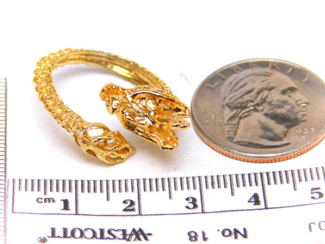 14K Dragon Ring Yellow Gold Pendant Charm - Image 2