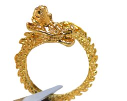 14K Dragon Ring Yellow Gold Pendant Charm